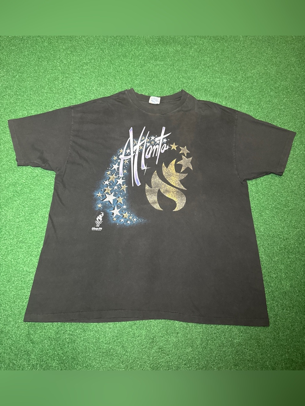 Atlanta Olympics 90s XXL T Shirt Vintage Black Olympic Games Graphic Hanes Beefy